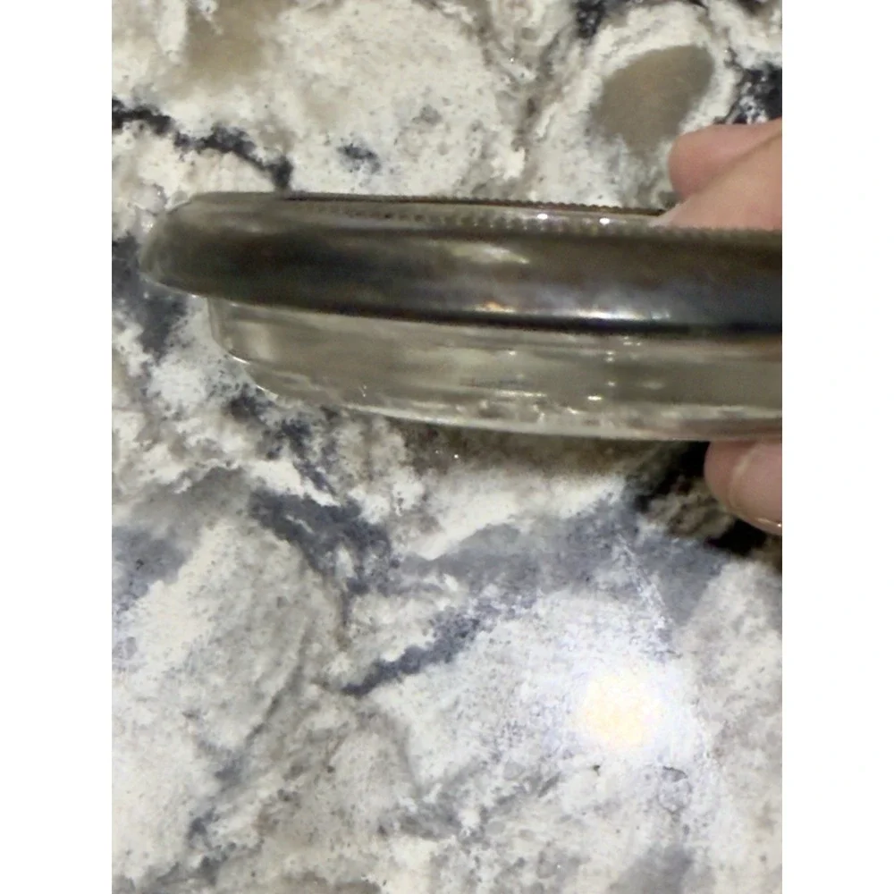 Vintage Leonard Old Crystal Glass Drink Coaster Trinket Dish Silver Plated